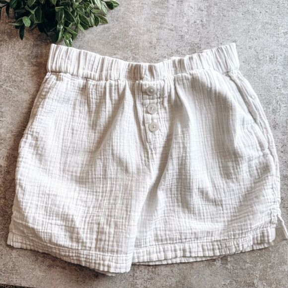 Madewell Pants - Madewell White Cotton Lightweight Pull On Shorts Size Small